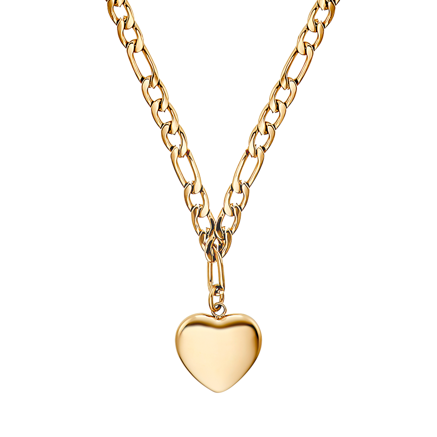 Chunky Heart Kette mit Anhänger Gold